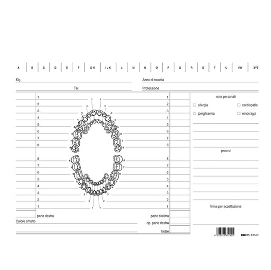 EDIPRO - E3529 - Schede in cartoncino per dentisti - 17 x 24 cm - verde - Edipro - conf. 100 pezzi