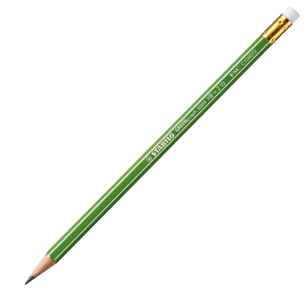 STABILO - 6004-HB - Matita in grafite Greengraph - gradazione HB - con gommino - Stabilo - scatola 12 matite