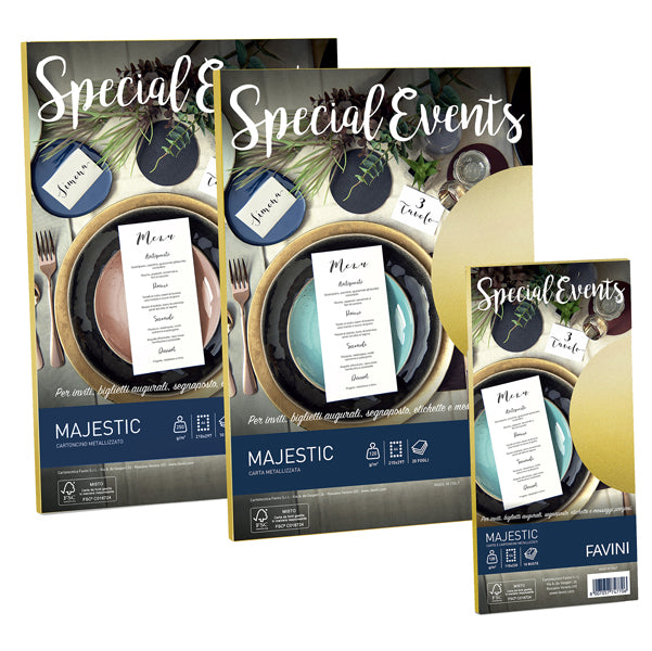 FAVINI - A69T154 - Carta metallizzata Special Events - A4 - 120 gr - azzurro - Favini - conf. 20 fogli