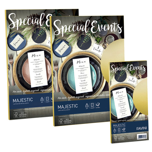 FAVINI - A69T154 - Carta metallizzata Special Events - A4 - 120 gr - azzurro - Favini - conf. 20 fogli