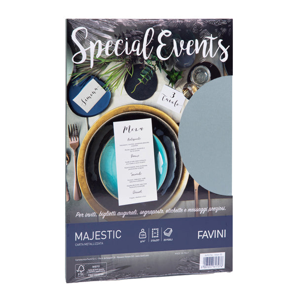 FAVINI - A69U154 - Carta metallizzata Special Events - A4 - 120 gr - argento - Favini - conf. 20 fogli