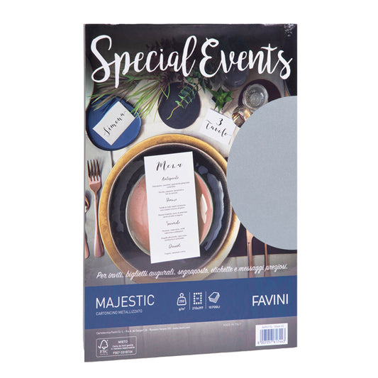 FAVINI - A69U174 - Carta metallizzata Special Events - A4 - 250 gr - argento - Favini - conf. 10 fogli