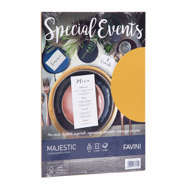 FAVINI - A69H174 - Carta metallizzata Special Events - A4 - 250 gr - oro - Favini - conf. 10 fogli