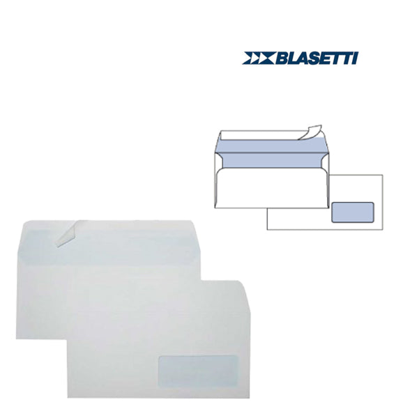 BLASETTI - 0157 - Busta Eco Strip Laser FSC - con finestra - adatta a stampa laser - 11 x23 cm - 90 gr - bianco - Blasetti - conf. 500 pezzi