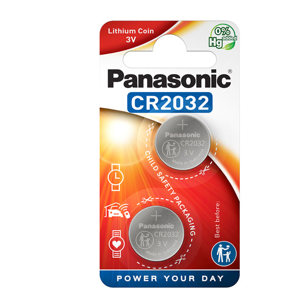 PANASONIC - C302032 - Micropile CR2032 - 3V - a pastiglia - litio - Panasonic - blister 2 pezzi