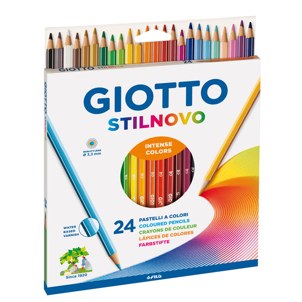 GIOTTO - 256600 - Pastelli colorati Stilnovo - diametro mina 3,3 mm - colori assortiti - Giotto - astuccio 24 pezzi