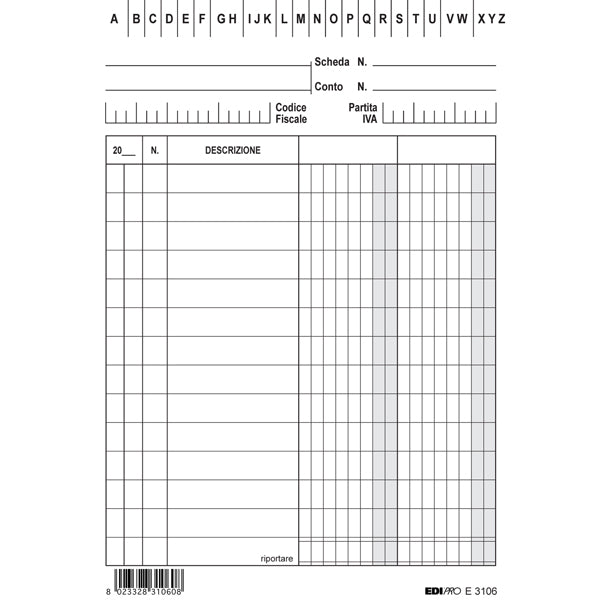 EDIPRO - E3106BL - Schede in cartoncino 2 colonne - 15x10,5 cm verticale - Edipro - conf. 100 pezzi