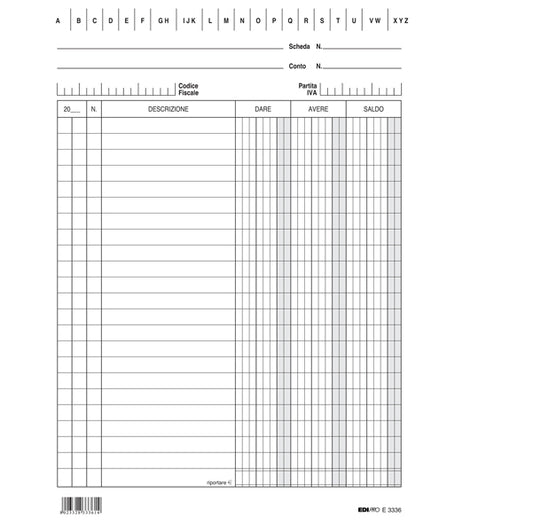 EDIPRO - E3336BL - Schede in cartoncino dare-avere-saldo - 21 x 15 cm - Edipro - conf. 100 pezzi