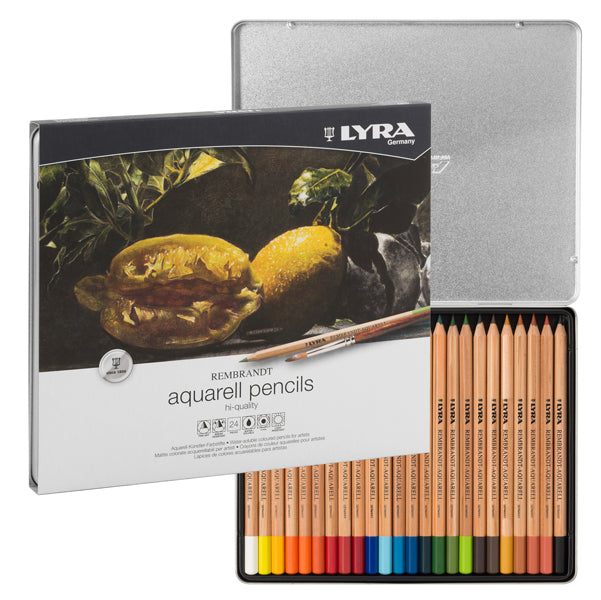 LYRA - L2011240 - Pastelli Aquarell Rembrandt - 3,7 mm - colori assortiti - Lyra - scatola metallo 24 pezzi