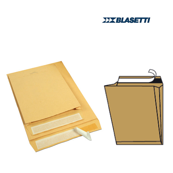 BLASETTI - 840 - Busta a sacco Monodex - soffietti laterali - strip adesivo - 19 x 26 x 4 cm - 100 gr - avana - Blasetti - conf. 250 pezzi