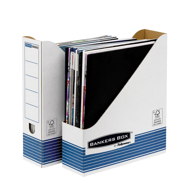 BANKERS BOX - 0026301 - Portariviste Bankers Box System - 7,8 x 31,1 x 25,8 cm - bianco-blu - Fellowes