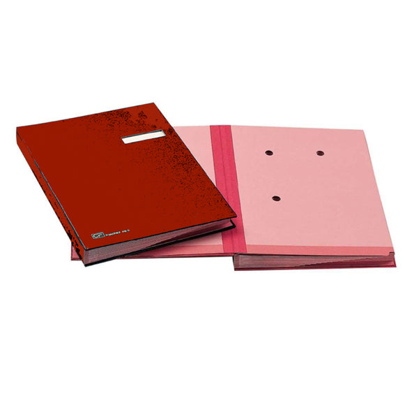 FRASCHINI - 618D-ROSSO - Libro firma - 18 intercalari - con porta etichette - 24x34 cm - rosso - Fraschini