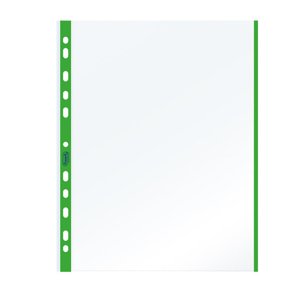 FAVORIT - 100460031 - Buste forate con banda colorata - Linear - buccia - 21 x 29,7 cm - verde - Favorit - conf. 10 pezzi