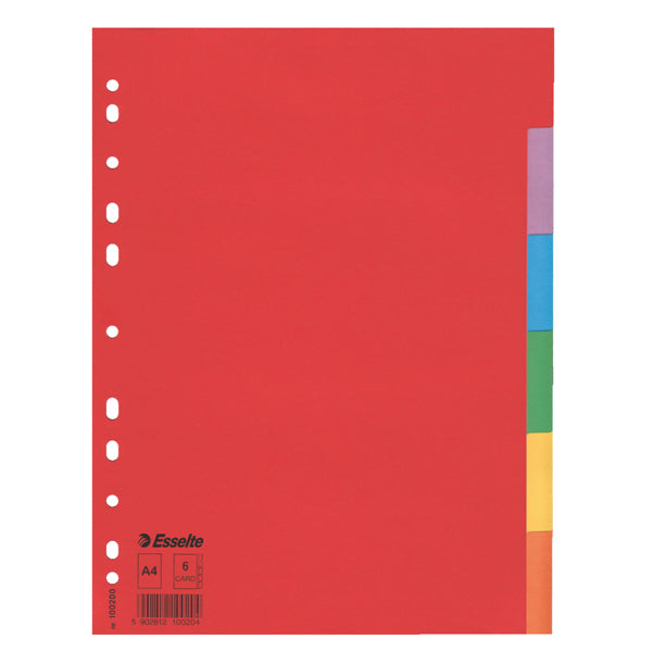 ESSELTE - 100200 - Separatore Economy - 6 tasti - cartoncino colorato 160 gr - A4 - multicolore - Esselte