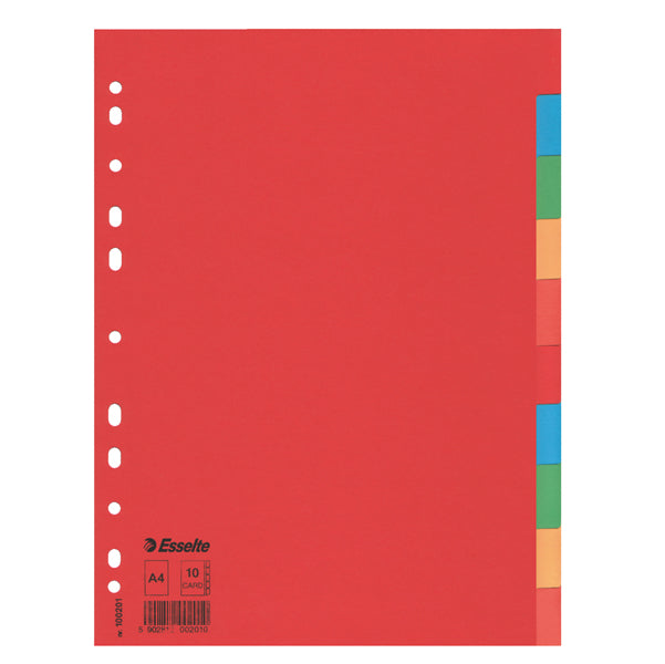 ESSELTE - 100201 - Separatore Economy - 10 tasti - cartoncino colorato 160 gr - A4 - multicolore - Esselte
