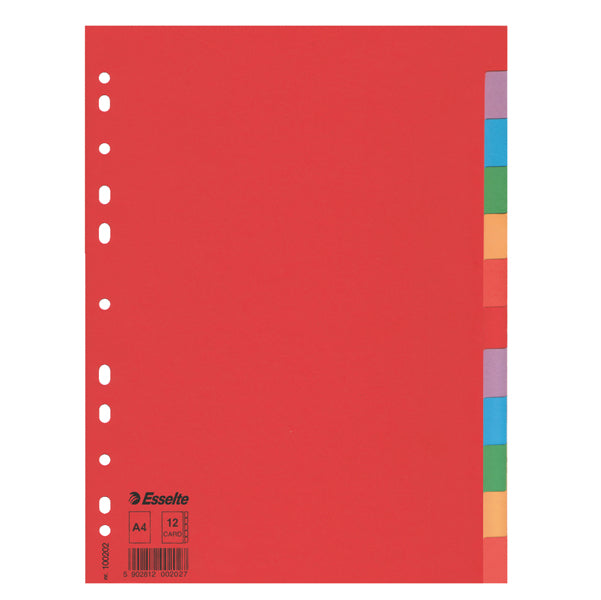 ESSELTE - 100202 - Separatore Economy - 12 tasti - cartoncino colorato 160 gr - A4 - multicolore - Esselte