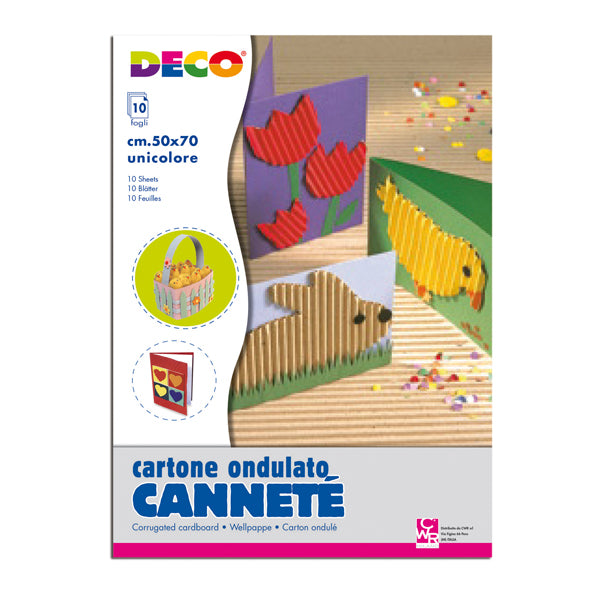 DECO - 2206-1 - Cartoncino ondulato CannetE' 2206 - 50 x 70 cm - rosso - DECO - conf.10 pezzi