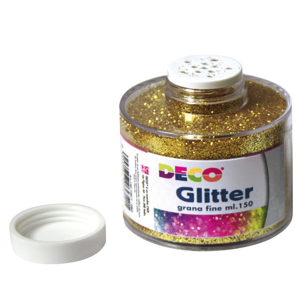 DECO - 130-100-1 - Barattolo Glitter - grana fine - 150ml -  oro - DECO