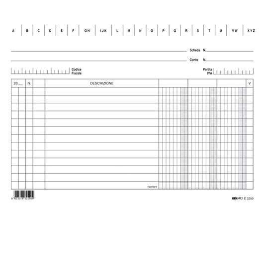 EDIPRO - E3259BL - Schede in cartoncino 3 colonne - 15 x 21 cm orizzontale - Edipro - conf. 100 pezzi