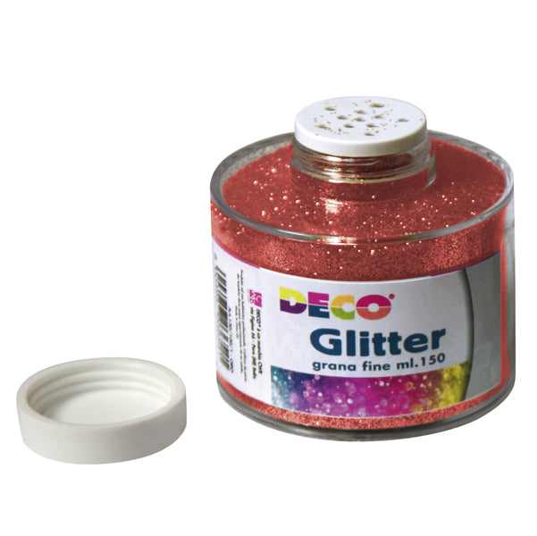 DECO - 130-100-3 - Barattolo Glitter - grana fine - 150ml -  rosso - DECO