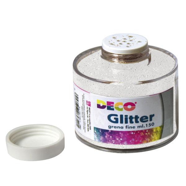 DECO - 130-100-8 - Barattolo Glitter  - grana fine - 150ml -  bianco-iride - DECO