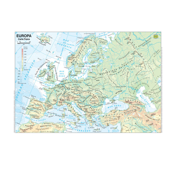 BELLETTI - BS03P - Carta geografica Europa - scolastica - plastificata - 29,7 x 42 cm - Belletti