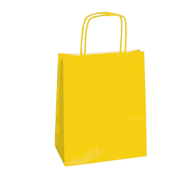 Mainetti Bags - 037276 - Shopper Twisted - maniglie cordino - 22 x 10 x 29 cm - carta kraft - giallo - Mainetti Bags - conf. 25 pezzi