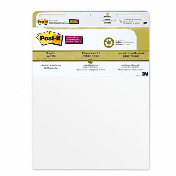 POST-IT - 1319 - Blocco da parete Super Sticky - 559RP - 63,5 x 77,5 cm - carta riciclata - bianco - 30 fogli - Post it