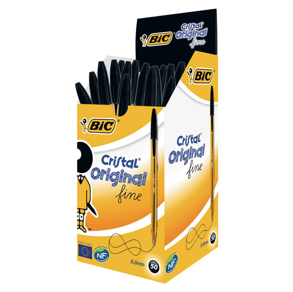 BIC - 872731 - Penna sfera Cristal  - punta fine 0,8 mm - nero - Bic - conf. 50 pezzi