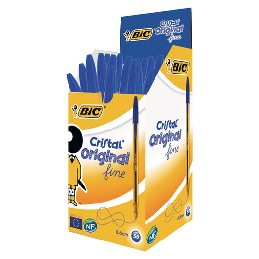 BIC - 872730 - Penna sfera Cristal  - punta fine 0,8 mm - blu - Bic - conf. 50 pezzi