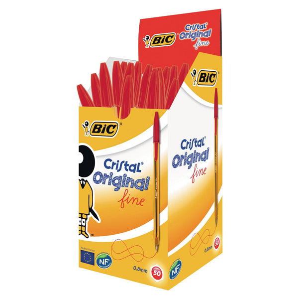 BIC - 872720 - Penna sfera Cristal  - punta fine 0,8 mm - rosso - Bic - conf. 50 pezzi