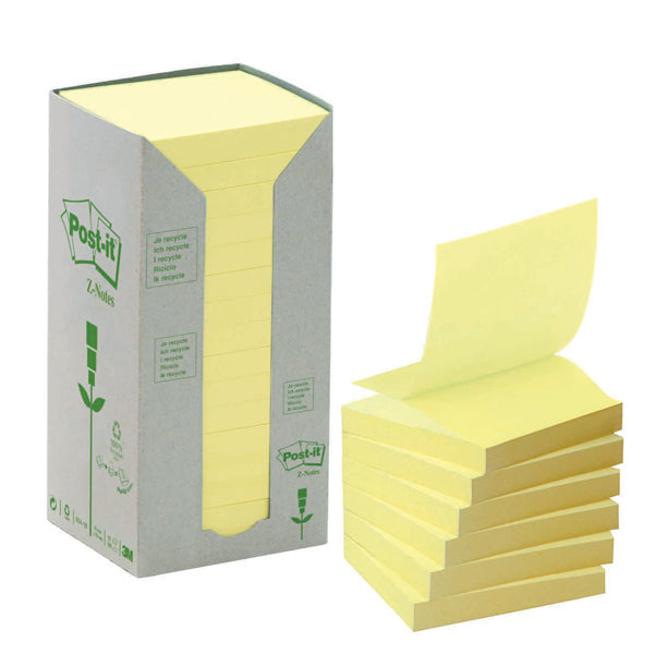POST-IT - 7100172251 - Blocco Post it  Z Notes Green - R330-1T - 76 x 76 mm - 100 riciclabile - giallo - 100 fogli - Post it