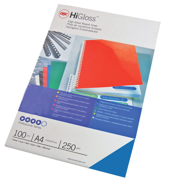 GBC - CE020020 - Copertine HiGloss per rilegatura - A4 - cartoncino lucido - blu - 250 gr - GBC - conf. 100 pezzi