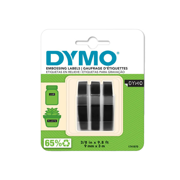 DYMO - S0847730 - Nastro a rilievo - 9 mm x 3 mt - nero - Dymo - blister 3 nastri