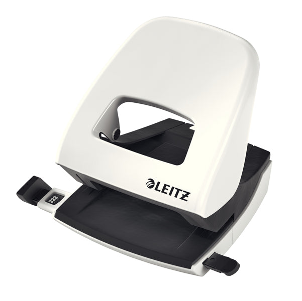 LEITZ - 50081201 - Perforatore 5008 New NeXXt WOW - passo 8 cm - max 30 fogli - 2 fori - bianco perla - Leitz