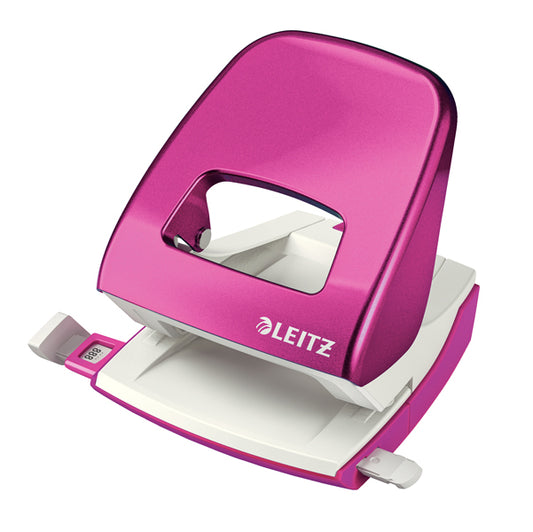 LEITZ - 50081223 - Perforatore 5008 New NeXXt WOW - passo 8 cm - max 30 fogli - 2 fori - fucsia metallizzato - Leitz