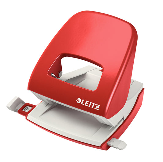 LEITZ - 50080025 - Perforatore 5008 - passo 8 cm - max 30 fogli - 2 fori - rosso - Leitz