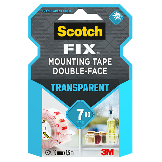 SCOTCH - 7100261816 - Nastro biadesivo FIX - 1,9 cm x 1,5 m - trasparente - Scotch
