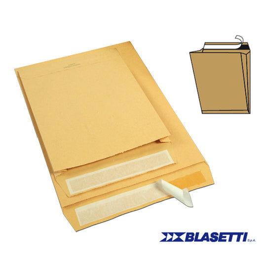 BLASETTI - 841 - Busta a sacco Monodex - soffietti laterali - strip adesivo - 23 x 33 x 4 cm - 100 gr - avana - Blasetti - conf. 250 pezzi