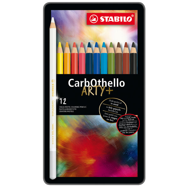 STABILO - 1412-6 - Matite colorate CarbOthello - tratto 4,40 mm - colori assortiti - Stabilo - astuccio in metallo 12 pezzi