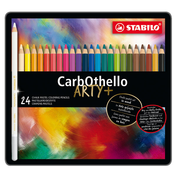 STABILO - 1424-6 - Matite colorate CarbOthello - tratto 4,40 mm - colori assortiti - Stabilo - astuccio in metallo 24 pezzi
