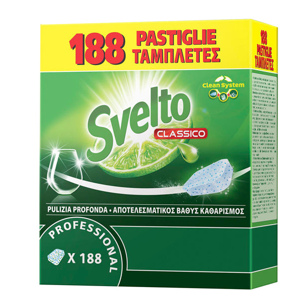SVELTO - 101100936 - Tabs per lavastoviglie - Svelto - fustino da 188 tabs da 10 gr