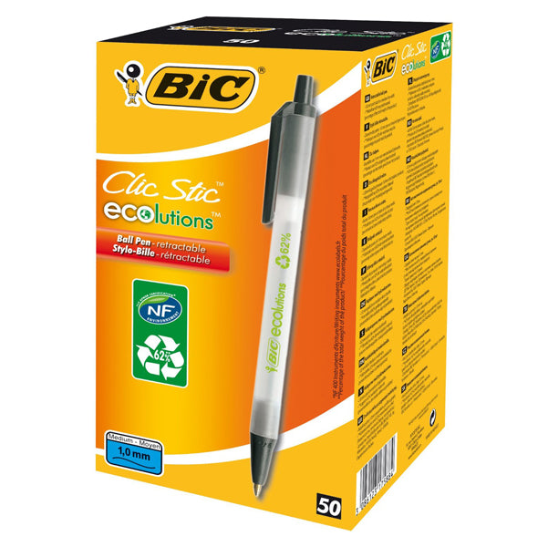 BIC - 8806871 - Penna a sfera a scatto ECOlutions - punta 1,0mm  - nero - punta 1,0mm - Bic - conf. 50 pezzi