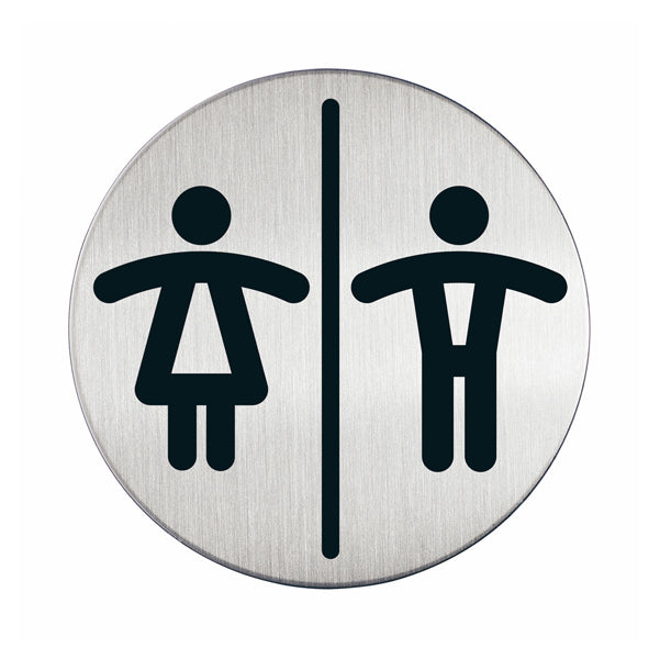 DURABLE - 4920-23 - Pittogramma adesivo - WC donne-uomini - diametro 8,3 cm - acciaio - Durable