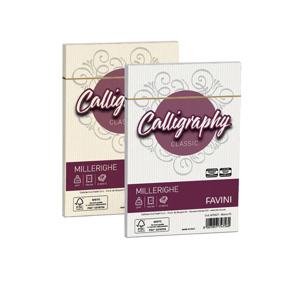 FAVINI - A570427 - Busta Calligraphy Millerighe - 120 x 180 mm - 100 gr - bianco 01 - Favini - conf. 25 pezzi