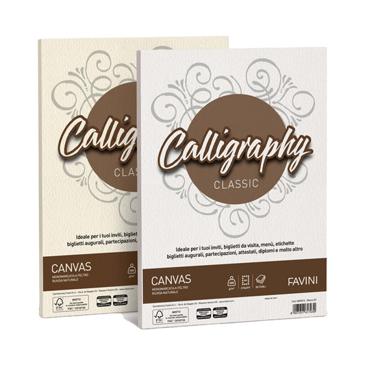 FAVINI - A690214 - Carta Calligraphy Canvas - A4 - 100 gr - bianco 01 - Favini - conf. 50 fogli