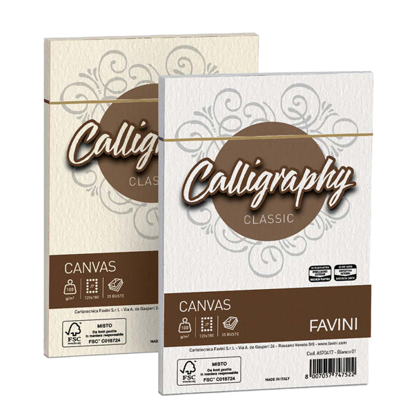 FAVINI - A570417 - Busta Calligraphy Canvas - 120 x 180 mm - 100 gr - bianco 01 - Favini - conf. 25 pezzi