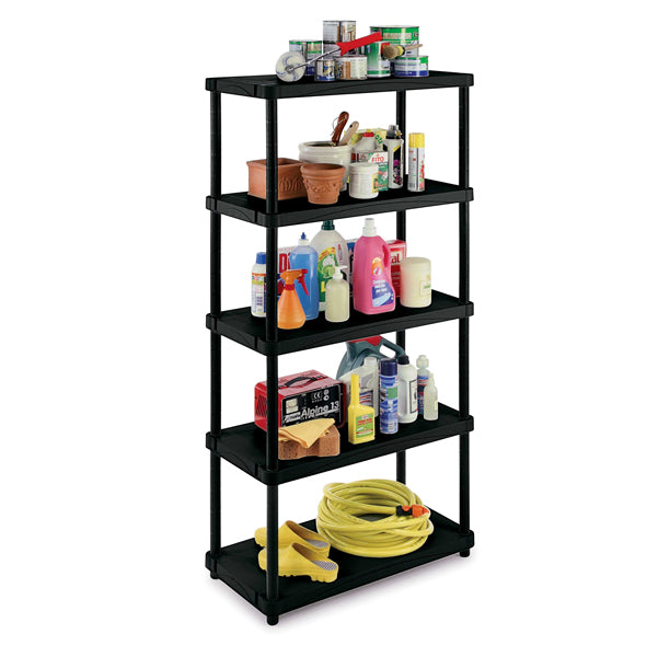 TERRY - 1001895 - Scaffale 4080-5 - 5 ripiani - 80 x 40 x 173,4 cm - PPL - nero - Terry