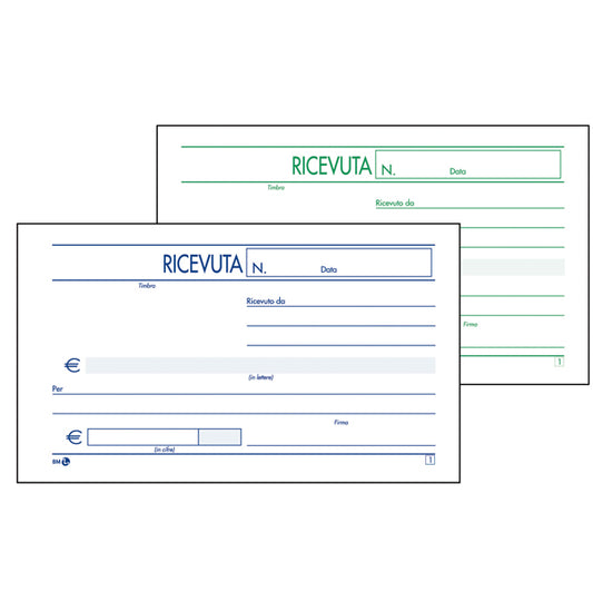 BM - 0100145 - Blocco ricevute generiche - 2 copie autoricalcanti - 10 x 17cm - 50 fogli - BM