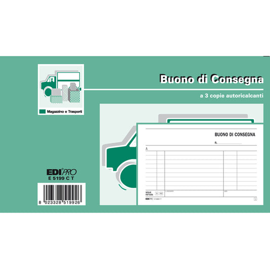 EDIPRO - E5199CT - Blocco buoni consegna - 33 fogli 3 copie autoricalcanti - 10 x 17cm - Edipro